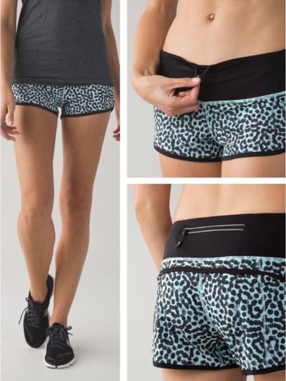LULULEMON Run: Speed Short Size 6 Ace Spot Tranquil Blue Black
